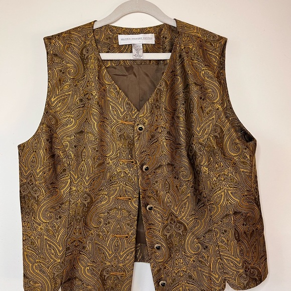 Valerie Stevens Vintage Paisley Gold Fancy Button Vest Womens PS - Picture 7 of 10